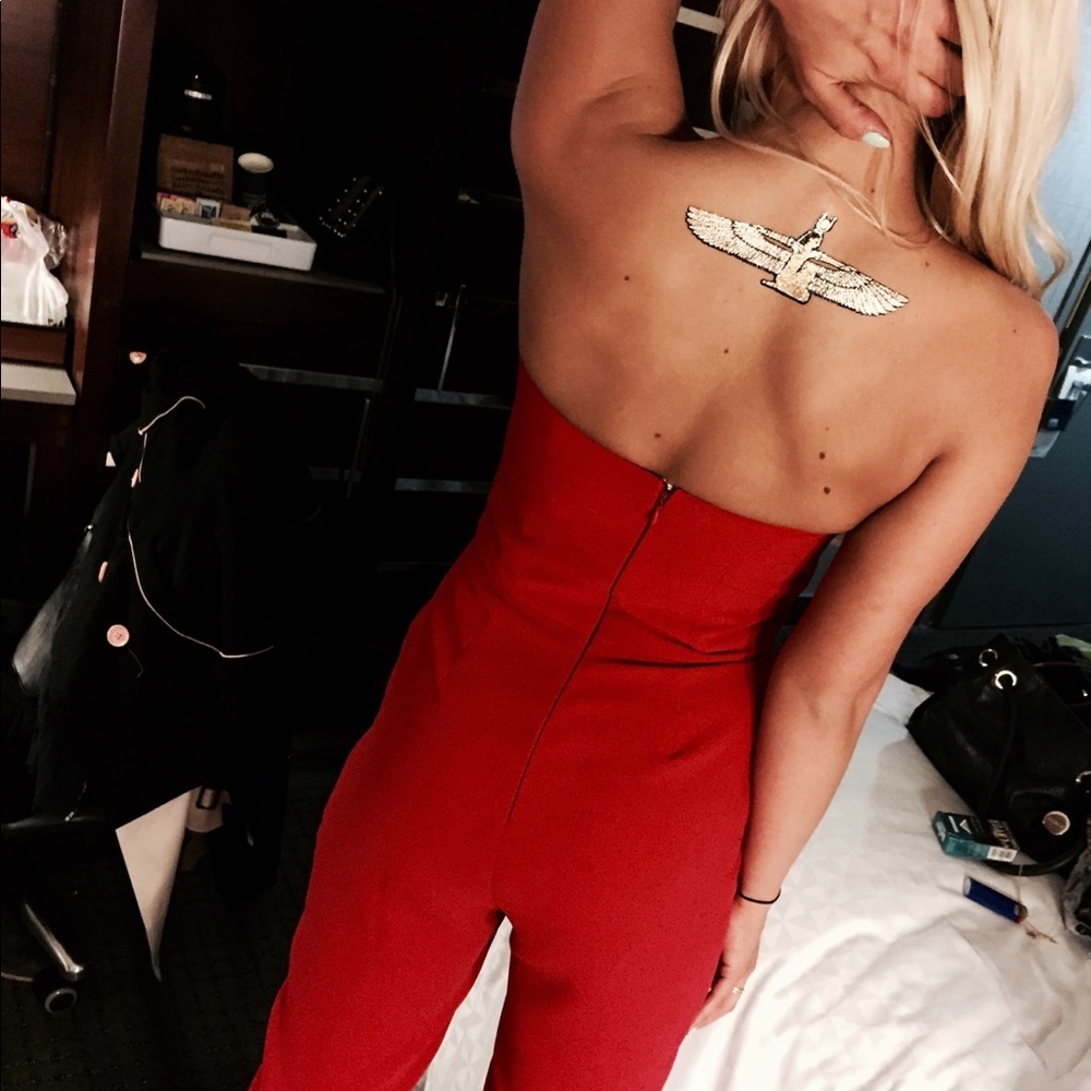 Topshop Red Strapless Bodysuit